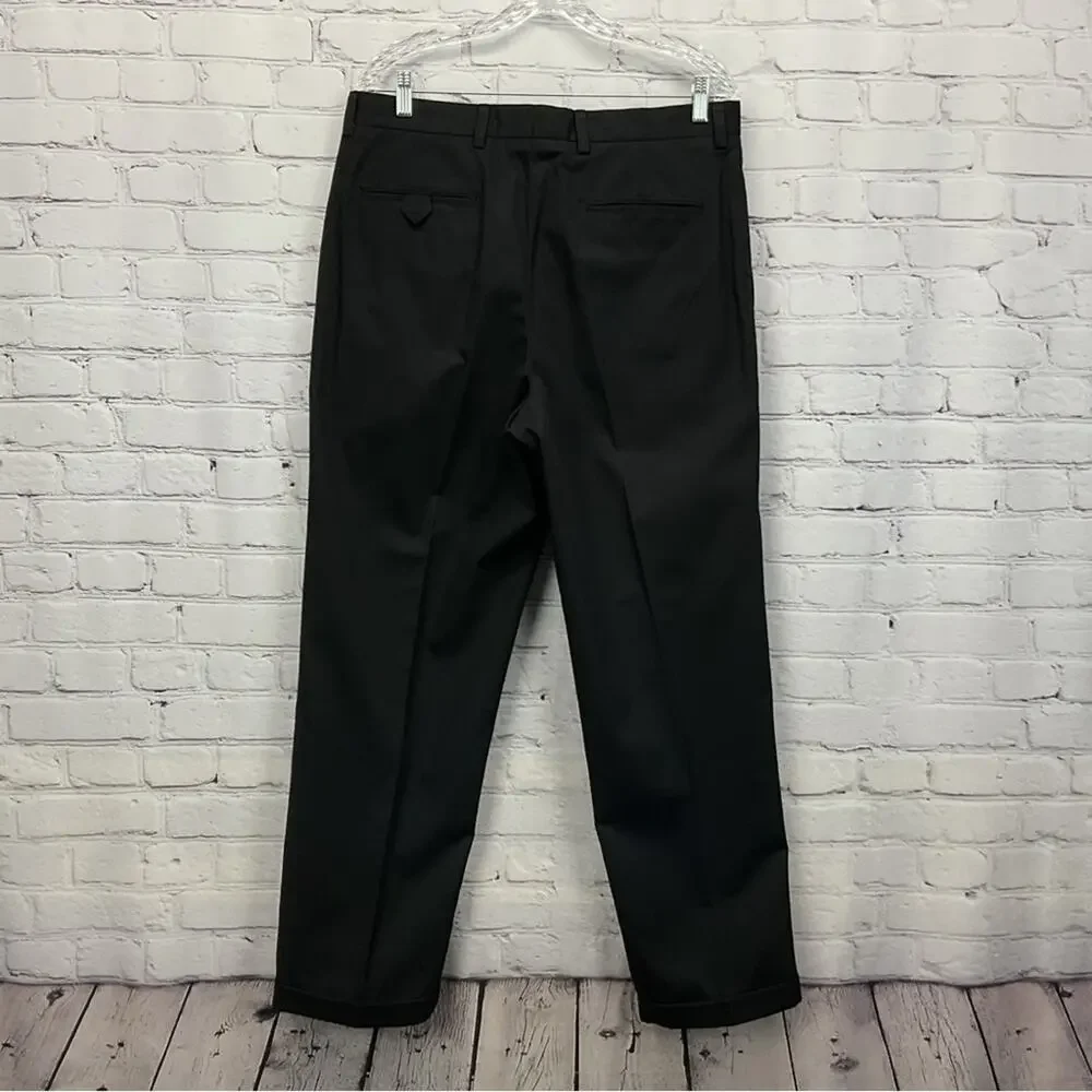 John W. Nordstrom Pants Men's Size 35x30 Black Pleated Business Casual Cuff Hem